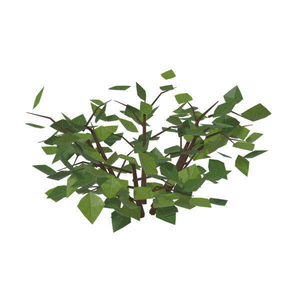 Bush0, LOD1 (стебли + упрощённая листва)