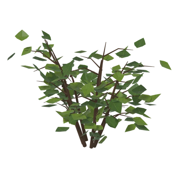 Bush1, LOD1 (стебли + упрощённая листва)